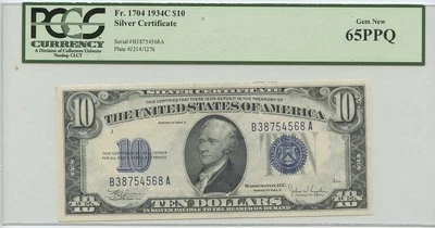 1934C $10 Silver Certificate FR#1704 PCGS 65 Gem New PPQ - Image 1 of 2