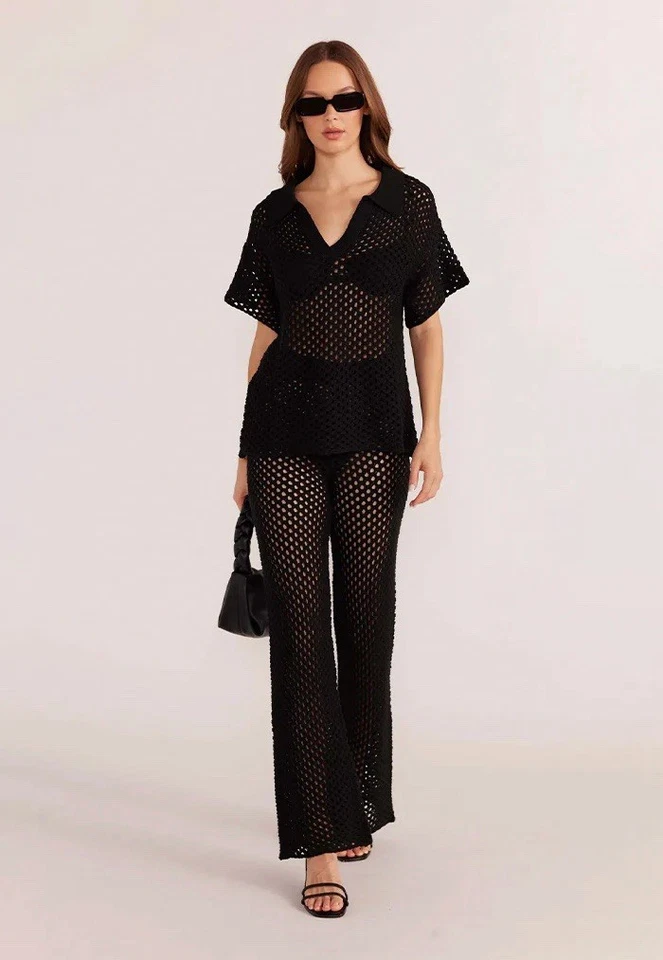 Top Polo MINKPINK Gayla Manga Corta Crochet - Negro Talla Mediana Nuevo sin Etiquetas Foto 1 de 4