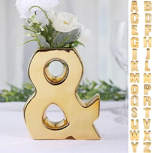 6 in Gold Metallic Letters Symbols Ceramic Flower VASE Centerpiece Party Events - Picture 1 of 217