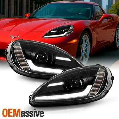 Faros negros proyectores de tubo LED secuencial Switchback para Corvette C6 05-13 Foto 1 de 4