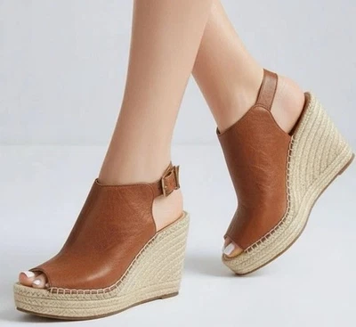 Эспадрильи женские Kenneth Cole Olivia мягкая кожа с пряжкой 8,5 цвет коньяк желтовато-коричневый на каблуках - Изображение 1 из 4