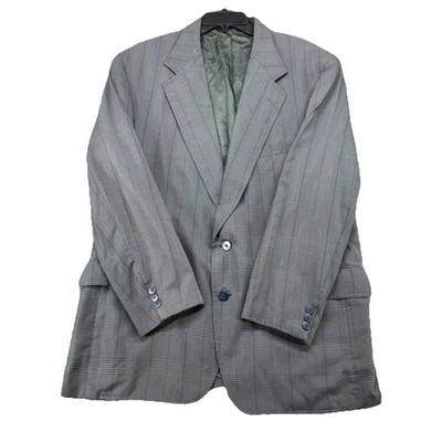 Vintage L.L. BEAN Mens 44R Gray Plaid Blazer Sport Coat Made in USA - Image 1 of 4