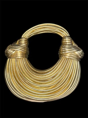 Fashion Nova Gold Tone Handwoven Knotted Women's Clutch Hobo Chic Handbag - Image 1 of 3