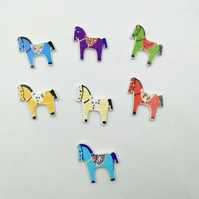 50 Pieces Colorful Horse Shaped Wood Sewing Buttons DIY - Image 1 of 4