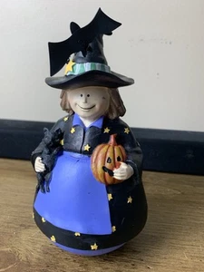 Wackelige Hexe Halloween Unikat Deko Kürbis Fledermaus - Bild 1 von 11