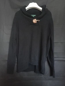 Lauren Ralph Lauren Black Cowl Neck Pullover Sweater W/Latch women Size 1 X-... - Picture 1 of 9