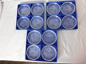 Val St Lambert Clear Crystal Brussels Intaglio Coasters Set of 12 Fruit - Picture 1 of 7