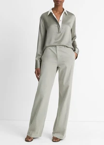 NUEVA Camisa de Rugby Vince Gris Seda Satinado Talla XL NUEVA CON ETIQUETAS $395 - Imagen 1 de 15