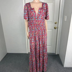 Natural Life Damen Kleid XL Bella Maxi Blumen Bohemian Viskose Taschen V3-24 - Bild 1 von 8