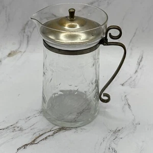 Antique Glass Syrup Pitcher With Floral Design - Picture 1 of 2