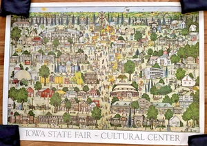 1982 Carolyn M Blattel Iowa State Fair Rare Original Promo Map Poster Ad 35Wx25H - Picture 1 of 10