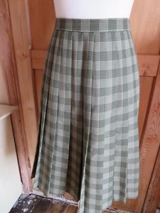 Gonna donna M&S vintage taglia 12 tweed verde plissettata San Michele 30" vita midi - Foto 1 di 8