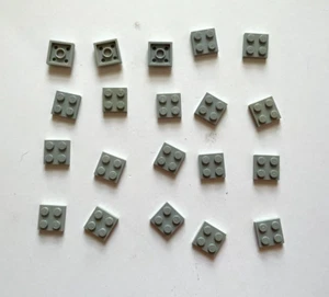 LEGO 2x2 LIGHT GRAY PLATE (20 pieces) #3022 94148 Dots Building Blocks Parts - Picture 1 of 2