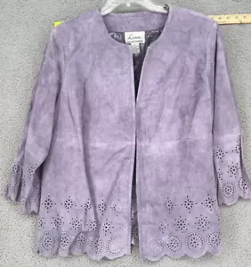 VTG Linea by Louis Dell'Olio Women's Purple Suede Jacket Size 2X - Picture 1 of 11