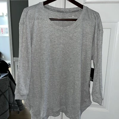 Andrew Marc Sport Performance Ribbed 3/4 Sleeve Sharkbite T Sz Large in Gray NWT - Изображение 1 из 4