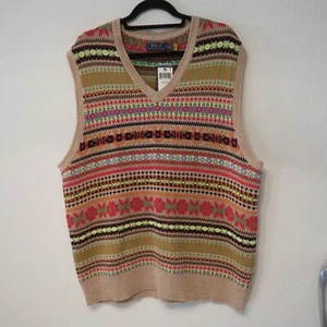 NWT Polo Ralph Lauren FAIR ISLE Cotton Cashmere Knit Sweater VEST XXL jacket - Picture 1 of 7