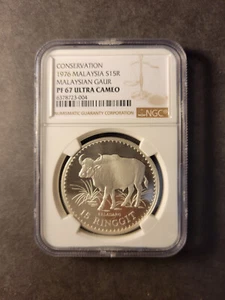 Malaysia silver 15 ringgit 1976 Gaur Conservation Series NGC PF67 ULTRA CAMEO - Picture 1 of 2