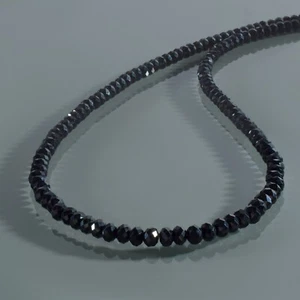 Handmade Natural Sparkle Black Spinel 4mm Round Beads Chain 925 Silver Necklace - Picture 1 of 6