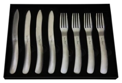 Laguiole by Louis Thiers Organique 8pc Matte S/Steel Steak Knife & Fork Set BNIB - Image 1 of 4