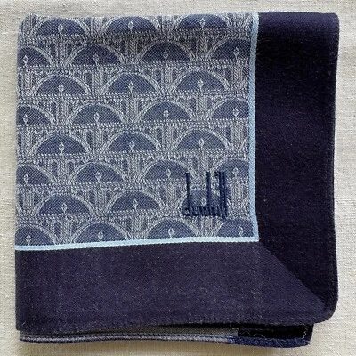 Handkerchief dunhill Blue Fabric Woven VTG Geometric Art Deco Pocket Square 19" - Image 1 of 3