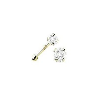 14K Solid Yellow Gold Nose Bone Ring Stud 2.5mm Real EFG SI Genuine Diamond - Image 1 of 2