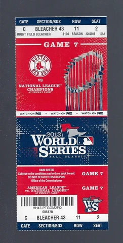 2013 WORLD SERIES CARDINALS @ BOSTON RED SOX FULL UNUSED BASEBALL TICKET GAME #7 Cover