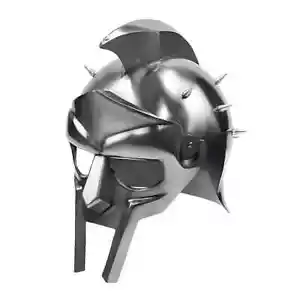 Steel Gladiator Helmet Medieval Roman Maximus Face Spiked Helmet Halloween Gift - Picture 1 of 4