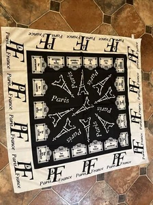 100% POLYESTER SAN POLYNE EIFFEL TOWER PARIS FRANCE ITALY SCARF TRAVEL SOUVENIR - Picture 1 of 3