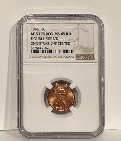 1996  LINCOLN  1  CENT  -  DOUBLE  STRUCK   -  MS  65  RED Cover
