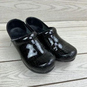 Dansko schwarz mit gold silber Glitzer Linien kariert Clogs Damen EU 37 / US 6,5-7 - Bild 1 von 7