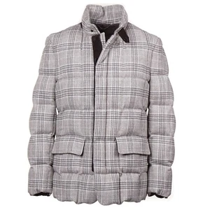 Cesare Attolini Quilted Wool Down Coat with Leather Details M (Eu 50) NWT $6500 - Picture 1 of 10
