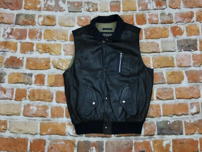 Chevignon Paris Piloto Vintage A2 Cuero Volantes Chaleco Negra T:M Punta Top - Imagen 1 de 4