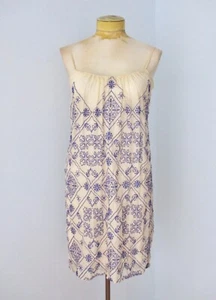 Cynthia Vincent blue geometric embroidered silk chiffon dress adjust strap S - Picture 1 of 5