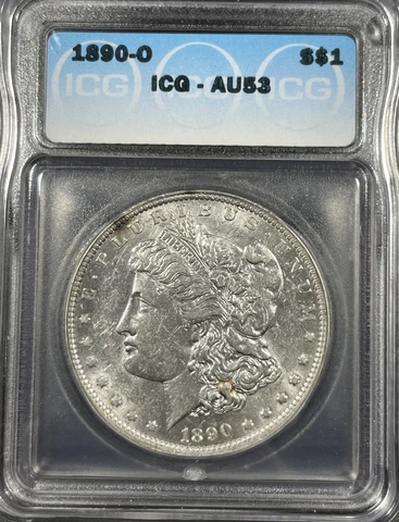 1890-O Morgan Silver Dollar ICG AU 53 Cover
