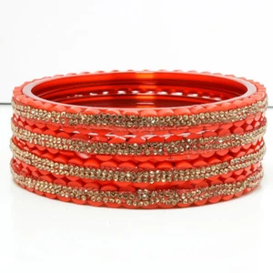 Suprimo Bangles Set Indian Glossy Glass Work Traditional Bracelet for Women - Picture 1 of 34