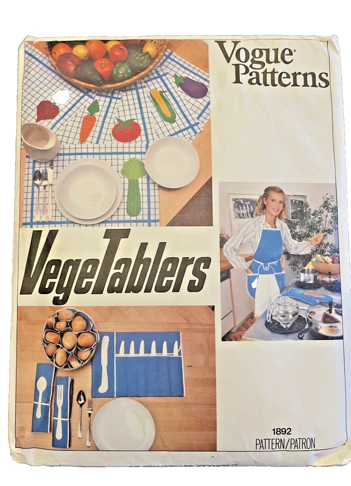 Sewing Pattern Vogue 1892 Vegetablers Kitchen Accessories Vintage 1980s Uncut - Image 1 of 3