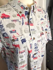 Top camicia uomo manica corta Coleman bottoni barbecue carne taglia XL grigio blu rosso - Foto 1 di 9
