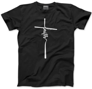 Faith Herren Unisex T-Shirt christliches Kreuz Jesus Gott Kirche Sonntagsgottesdienst Bibel - Bild 1 von 12