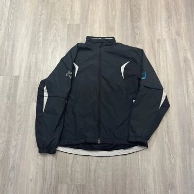 Callaway Tour Auténtico Cortavientos Grande Negro Cremallera Completa Cremallera Manga Corta Golf Foto 1 de 4