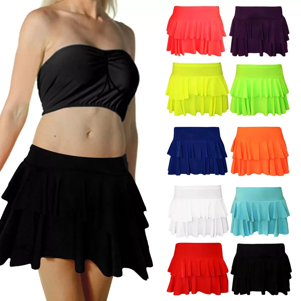 Ladies Girls Neon RARA Mini Skirt Tutu Dance Club Party Fancy Women Frill Short - Image 1 of 1