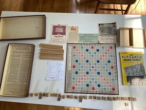 1953 SCRABBLE board Game VTG W Book Ads Almost Complete Nice Cond - Picture 1 of 10