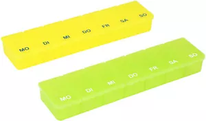 2x Medikamentendosierer - Medikamenten-Box für 7 Tage - gelb und grün - Bild 1 von 5