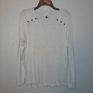 CAbi Snap Shoulder Sweatshirt Size Medium Speckled Gray - Picture 1 of 6