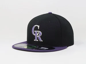New Era 59Fifty Men Boys Cap Colorado Rockies 2016 On Field Black Purple Hat - Picture 1 of 5