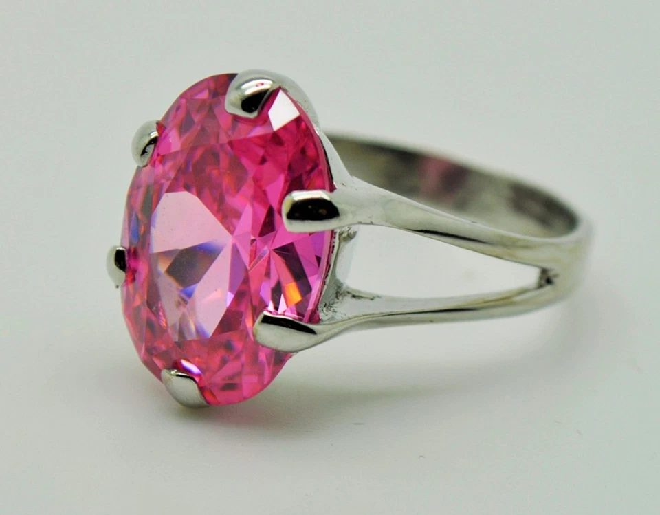 Fashion Cocktail Ring Pink Cubic Zirconia Rhodium Plated ring Sz 10 US-SELLER 36 - Image 1 of 1