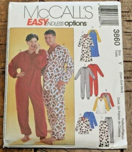 McCall's 3860 Misses Men Nightshirt Pajamas Jumpsuit Sewing Pattern XS-S-M - Picture 1 of 2