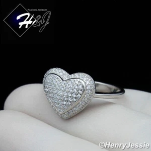 WOMEN SOLID 925 STERLING SILVER CZ HEART SHAPE ENGAGEMENT RING SIZE 5-10*SR103 - Picture 1 of 5
