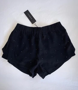 $95 NWT BOUNDARY & CO Black Silk Sparkly Zola Shorts Anthropologie PARTY! XS S - Picture 1 of 12