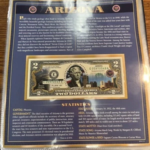 2013 2 Dollar Bill Arizona Note Colorized - Picture 1 of 1