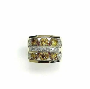 5.35 Carats Mens Diamond Ring 14K Yellow Gold 21.2 Grams Fancy Yellow Diamonds - Picture 1 of 8